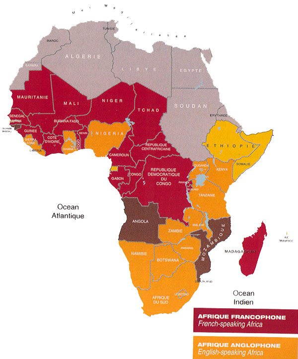 Carte des langues du Cinéma en Afrique